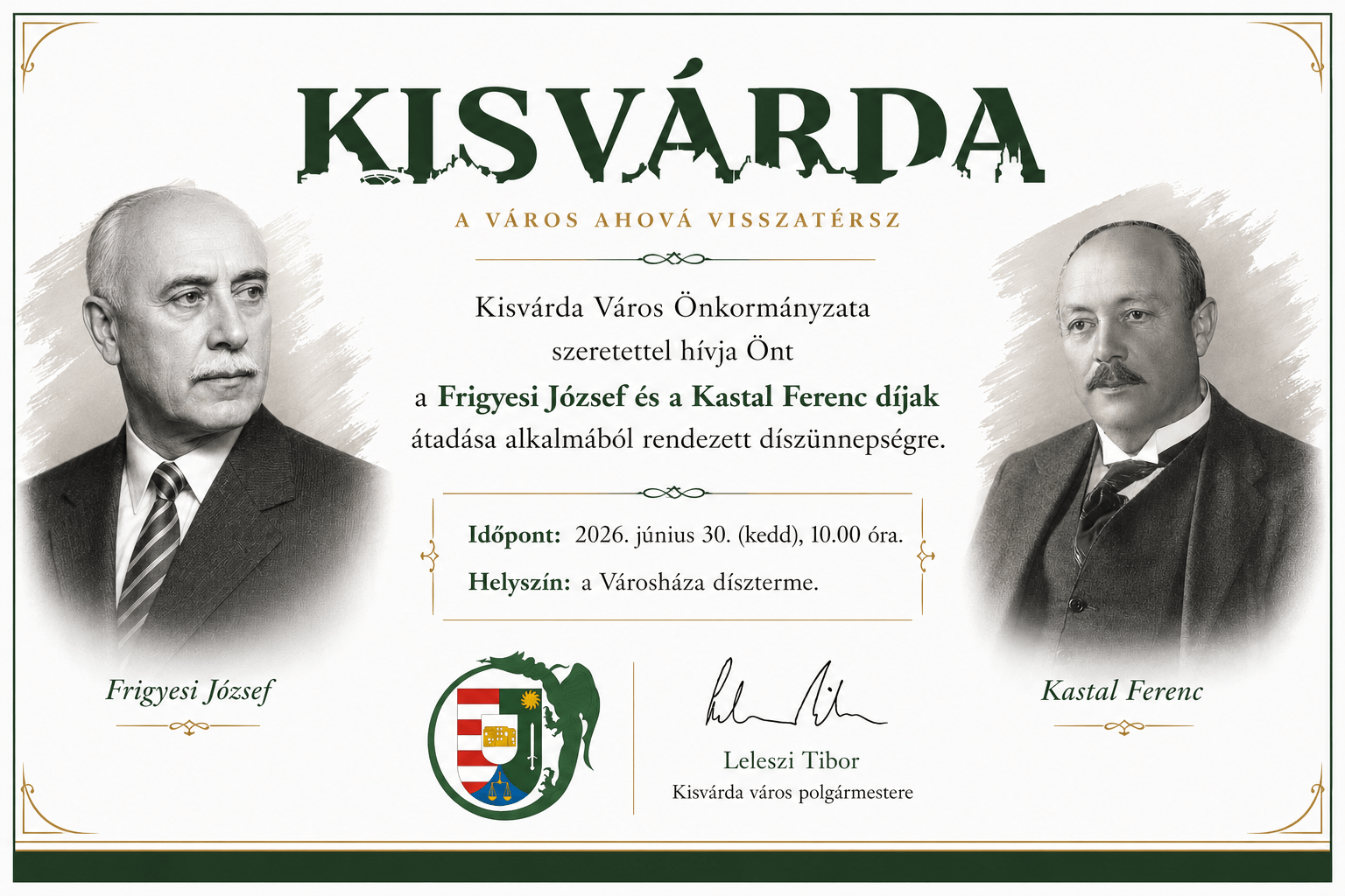 Kastal és Frigyesi – városi díjak átadása