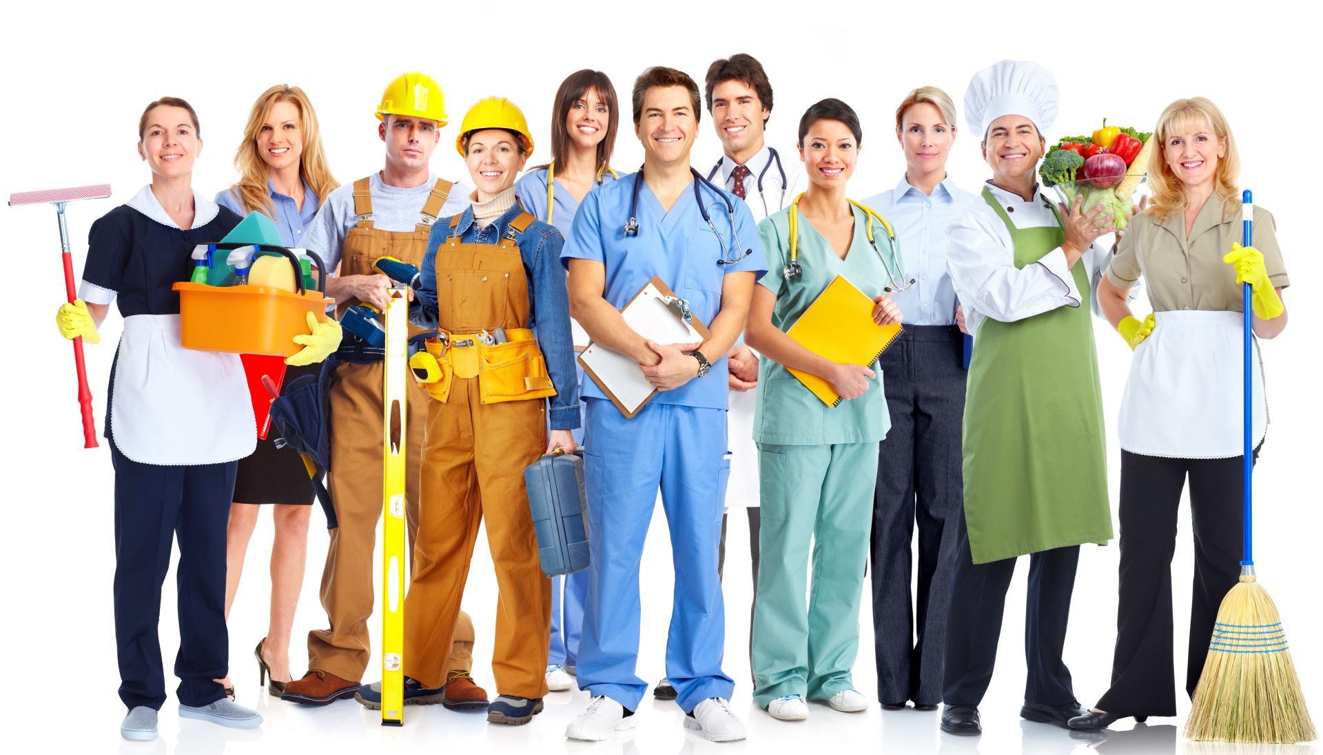Group of business people isolated over white background.