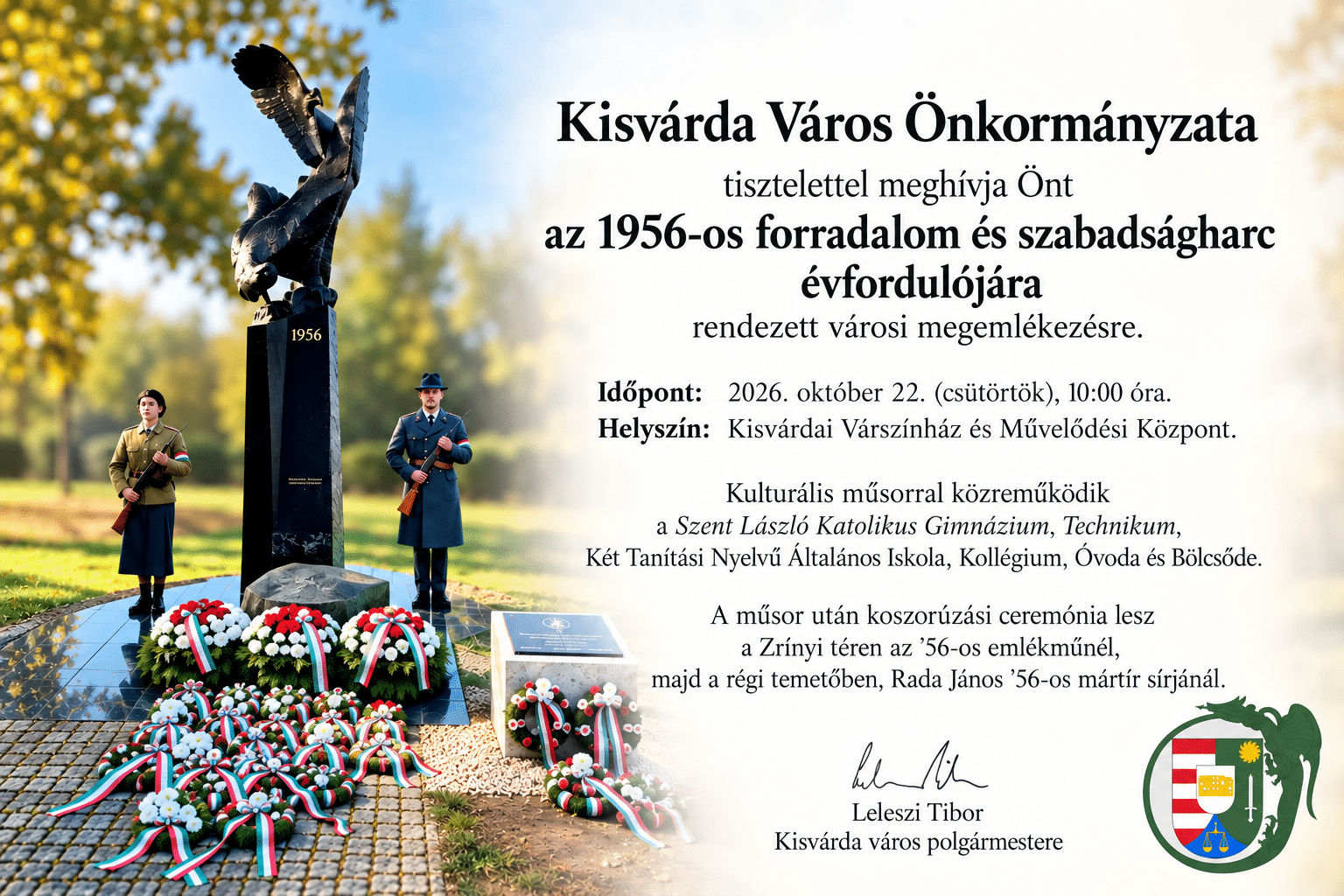 1956. október 23. – városi emlékműsor és koszorúzás