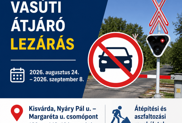 Lakossági tájékoztató – vasúti útátjáró ideiglenes lezárásáról