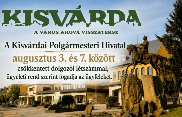 Ügyeleti rendben, de továbbra is a lakosság szolgálatában tart nyitva a Kisvárdai Polgármesteri Hivatal