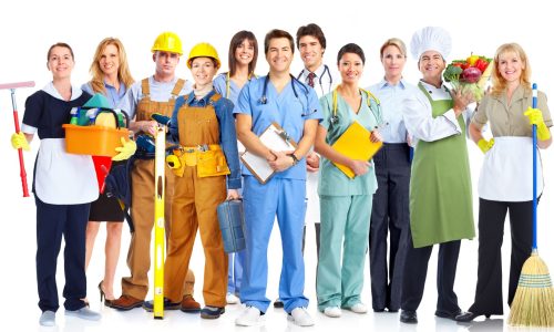 Group of business people isolated over white background.