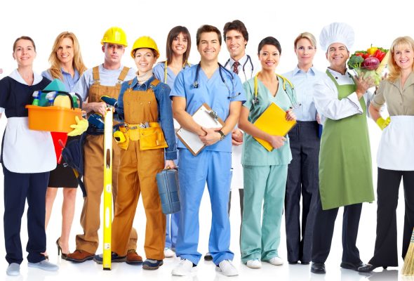 Group of business people isolated over white background.
