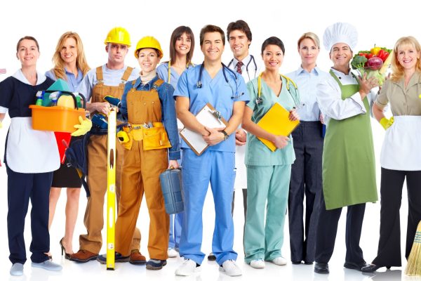 Group of business people isolated over white background.