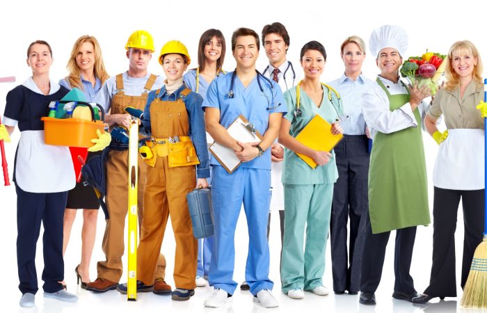 Group of business people isolated over white background.